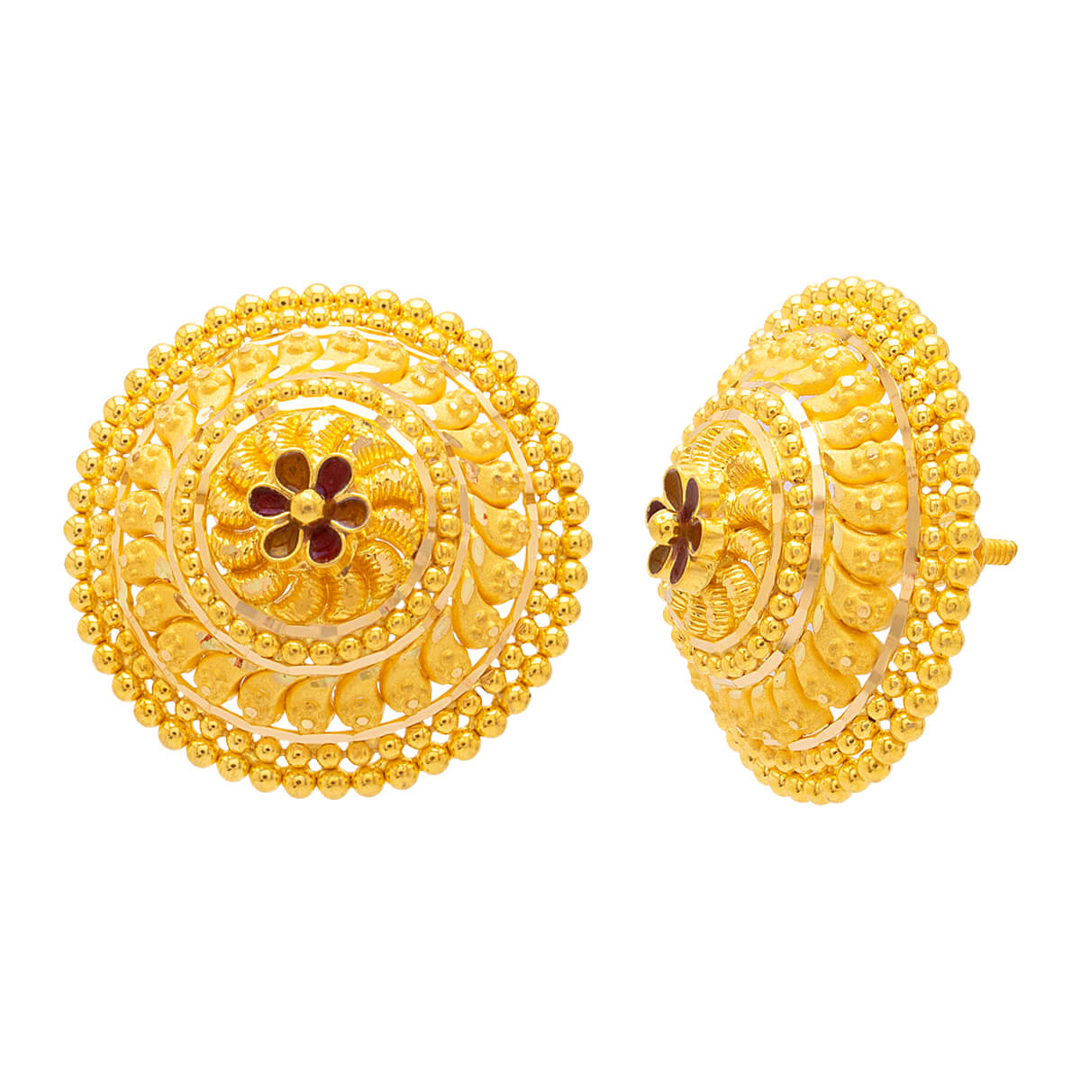 Floral Classic Stud Earrings in Gold 22K