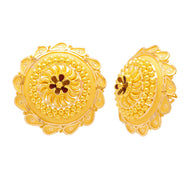 22K Classic Floral Gold Stud Earrings