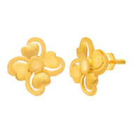 Floral Charm Gold Stud Earrings 22K
