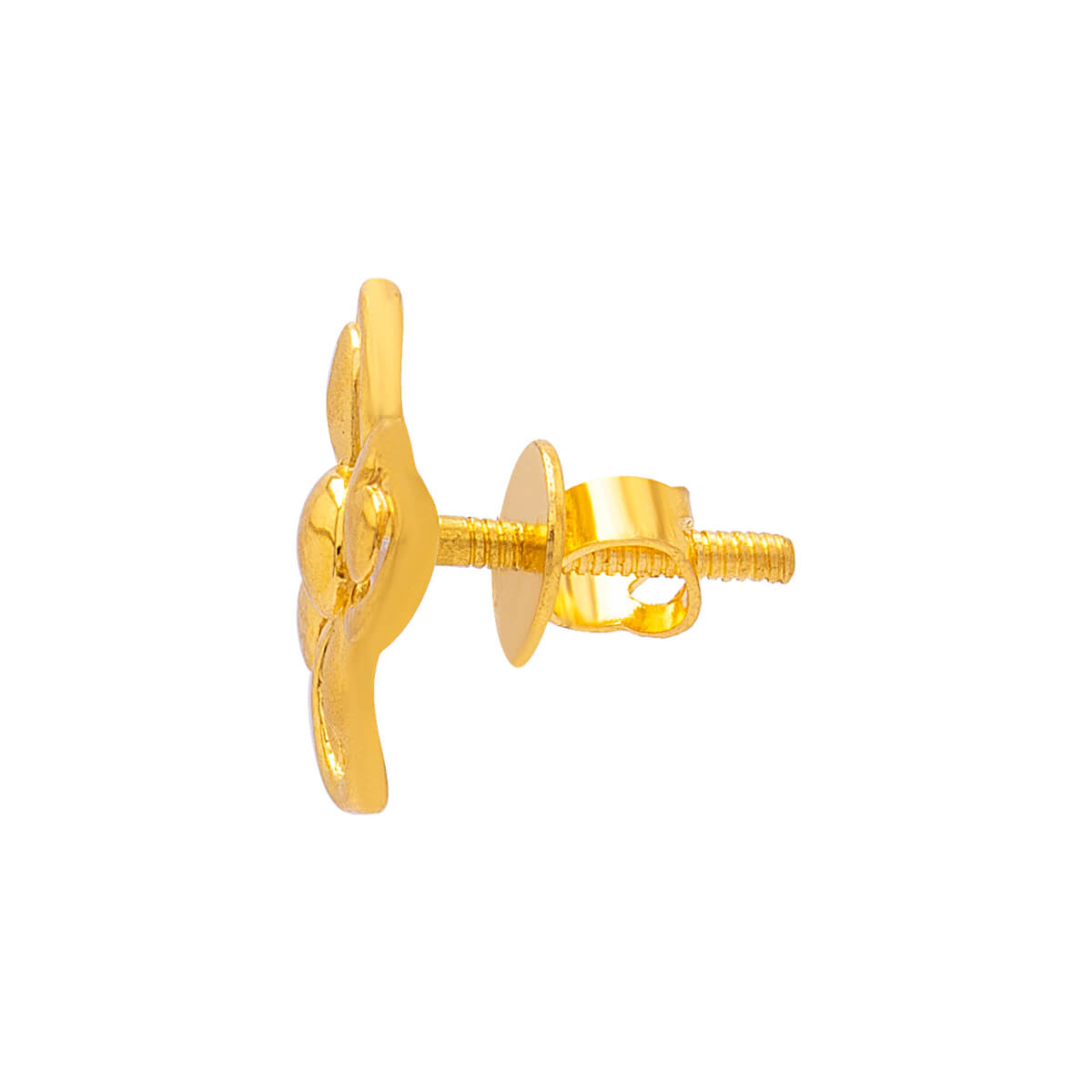 Floral Charm Gold Stud Earrings 22K