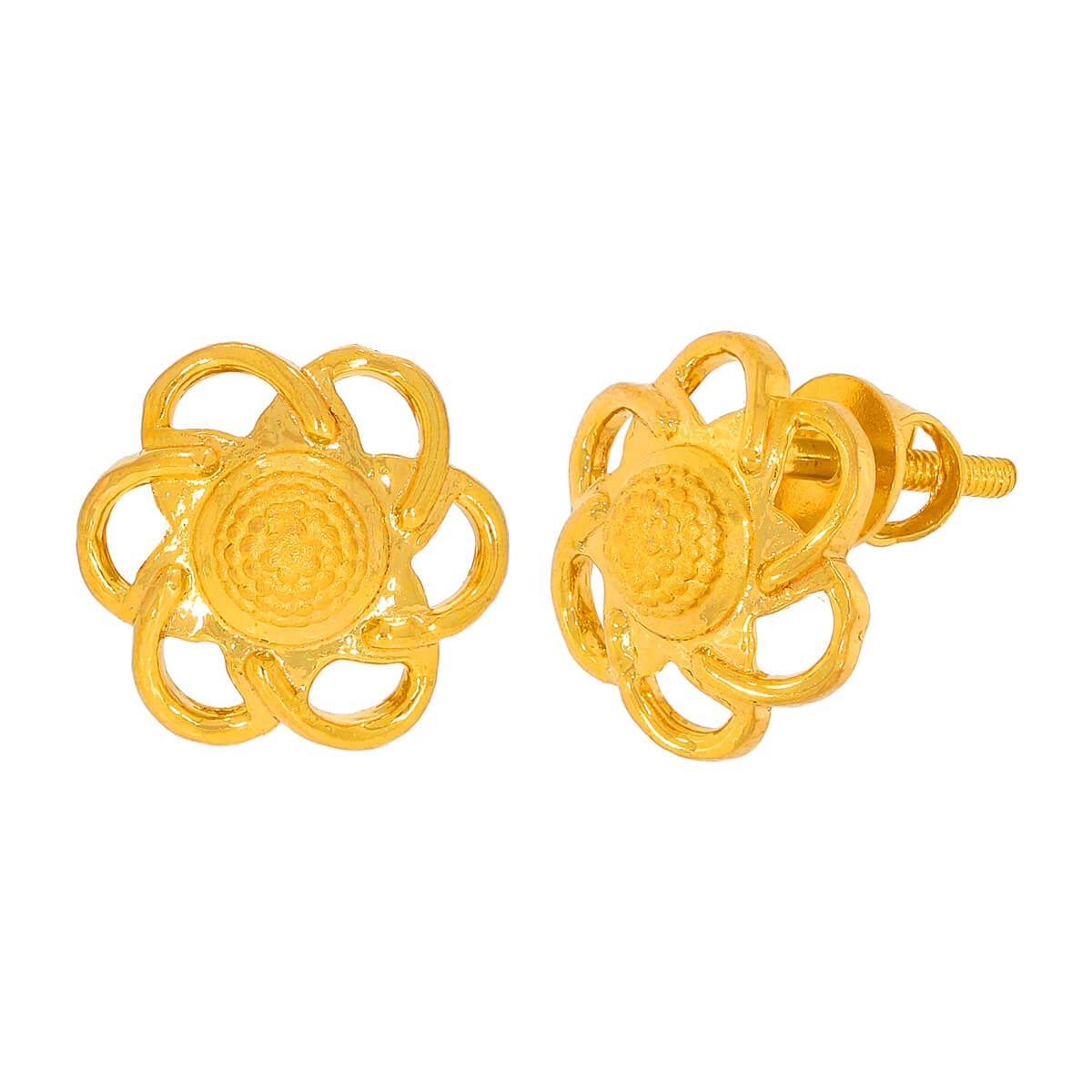 Delicate Charm Gold Floral Studs 22K