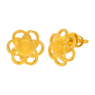 Delicate Charm Gold Floral Studs 22K