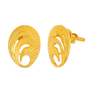 Contemporary Oval Motif Gold Studs 22K