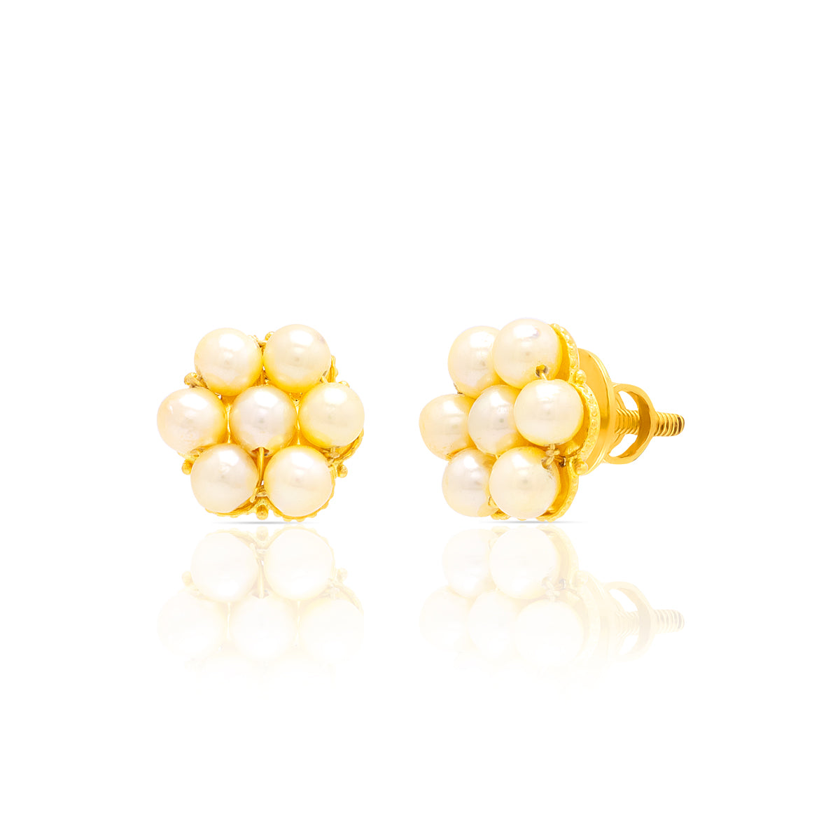 Ivory Glow Gold Floral Studs