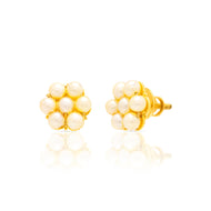 Ivory Glow Gold Floral Studs