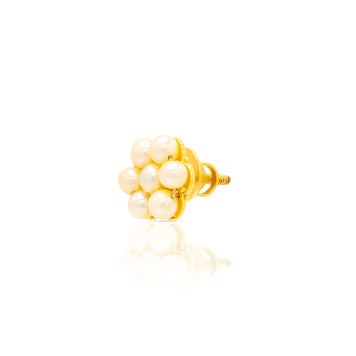 Ivory Glow Gold Floral Studs