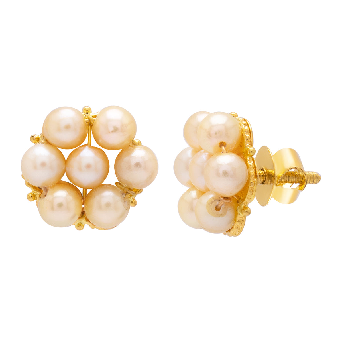 White Blossom 22K Gold Stud Earrings
