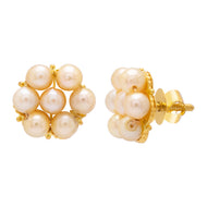 White Blossom 22K Gold Stud Earrings