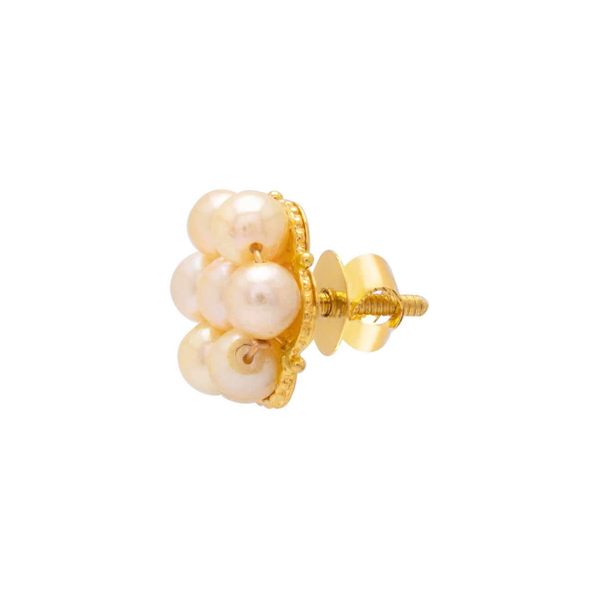 White Blossom 22K Gold Stud Earrings