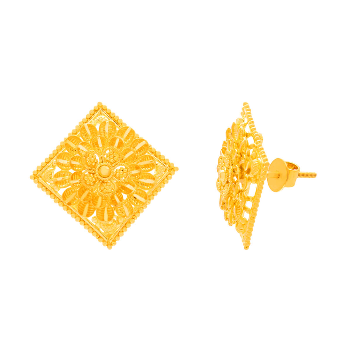 Elegantly Graceful Flora Motif 22K Gold Studs