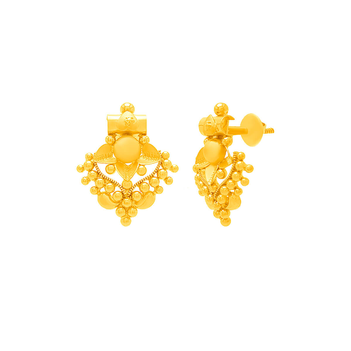 Intricate Artistry Gold Studs 22K