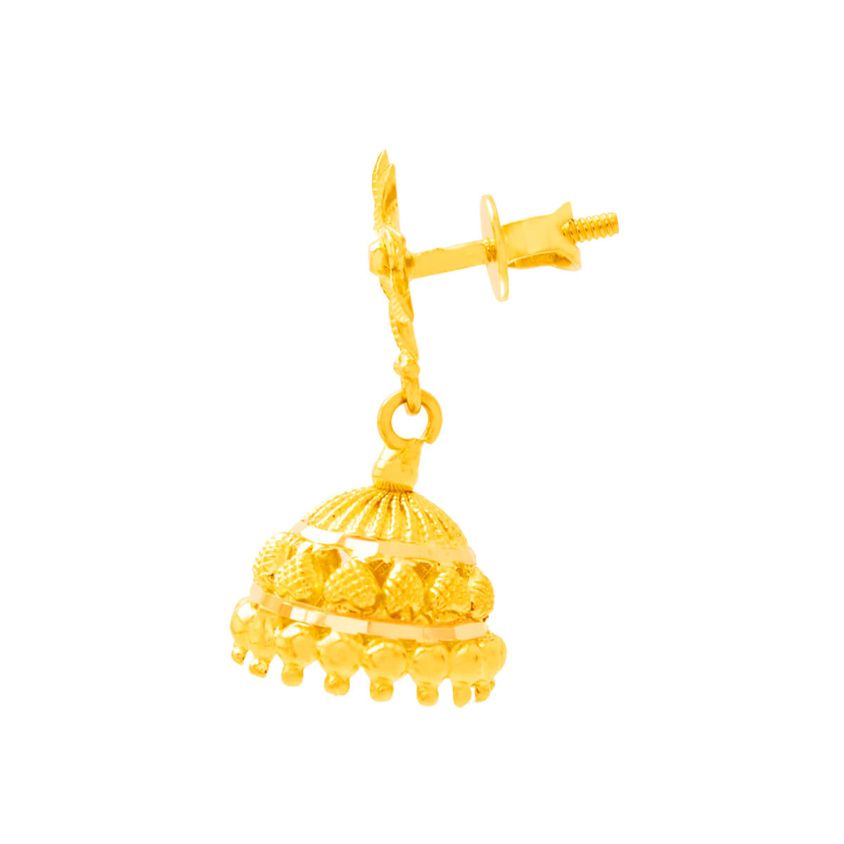 22K Gold Cherry Blossom Jhumka Earrings
