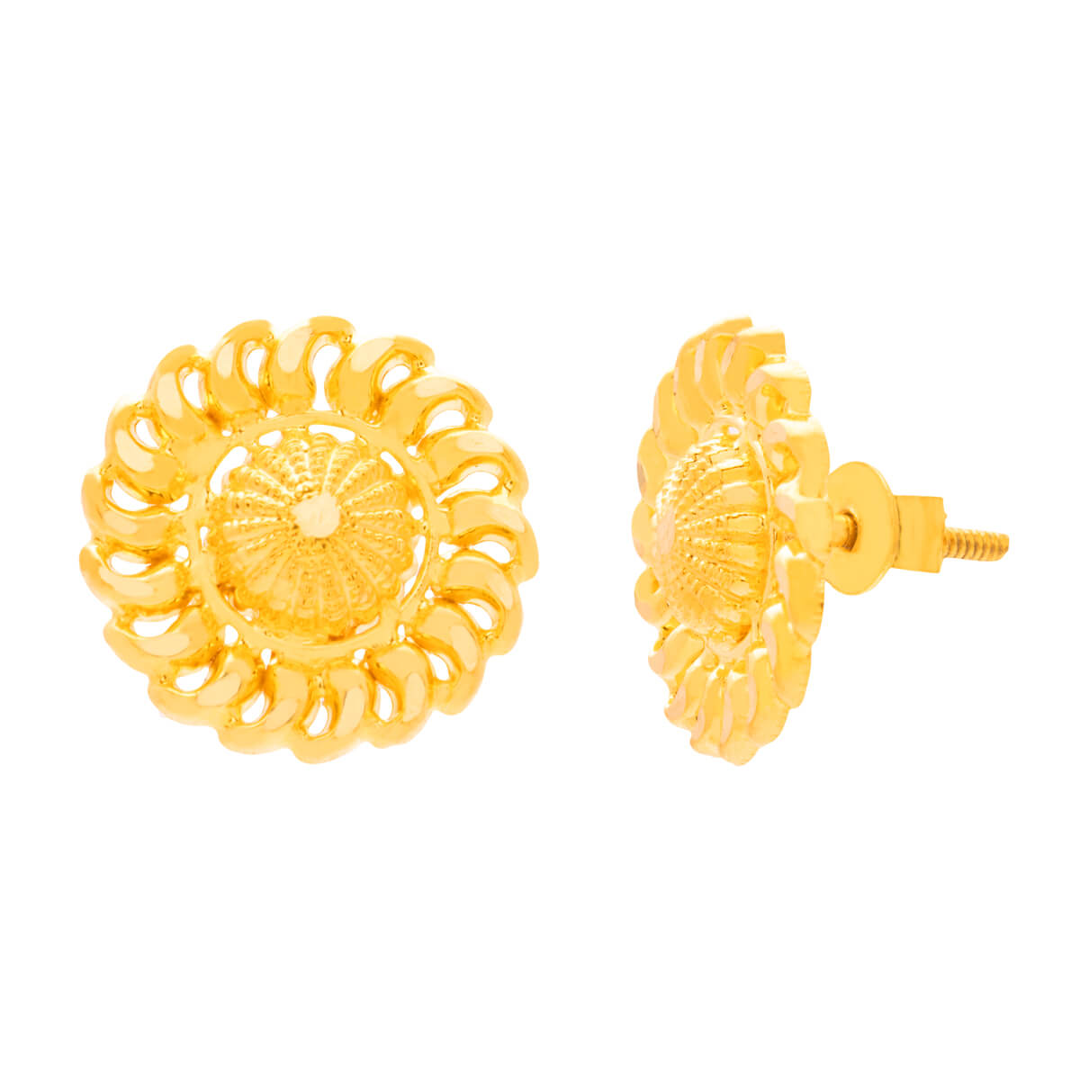 22K Golden Floral Studs with Soft Elegance