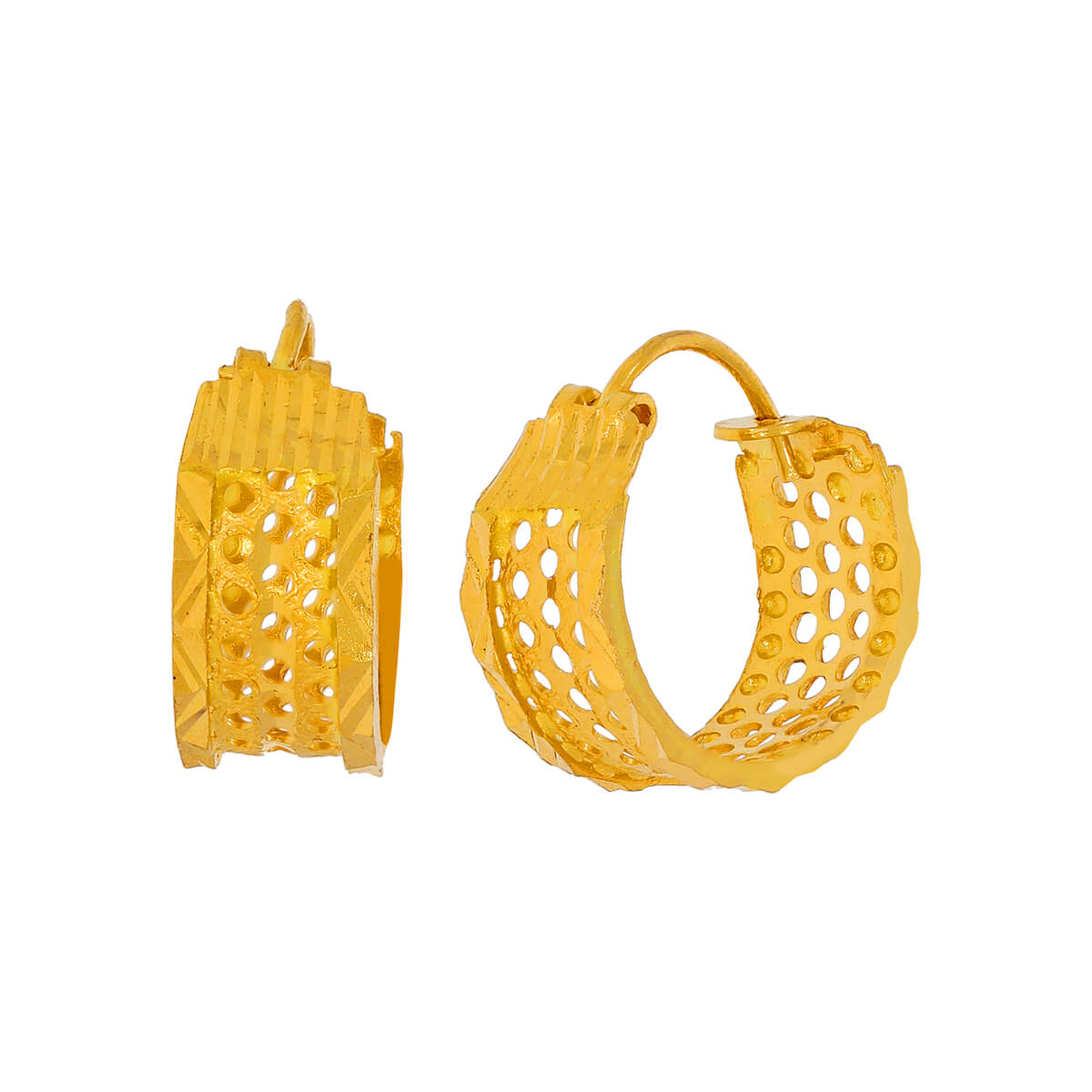Gleaming Gold Jhali Motif 22K Hoops