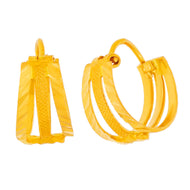 Modern Minimalist 22K Gold Tri Ring Hoops
