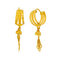 Graceful Triple Ring 22K Gold Hoops