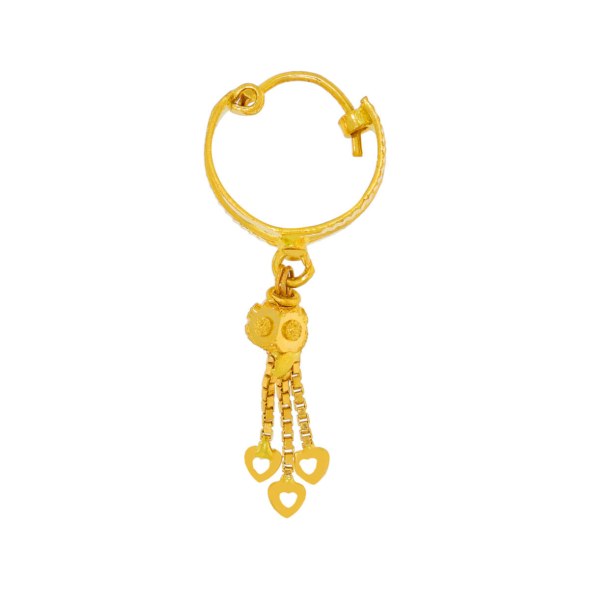 Graceful Triple Ring 22K Gold Hoops