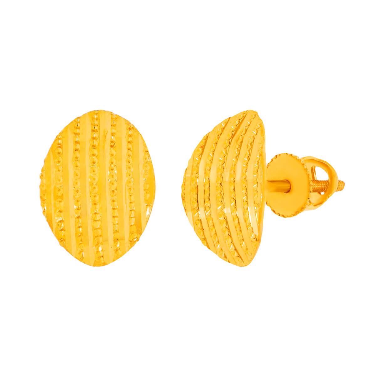 22K Gold Oval Studs for Everyday Elegance