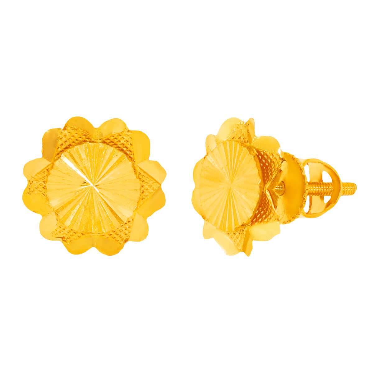 Charming Floral 22K Gold Studs