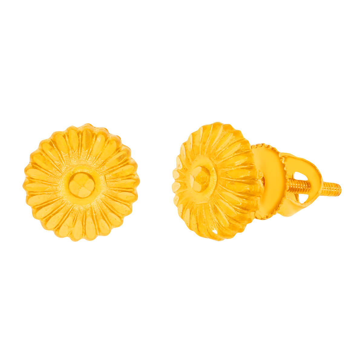 Captivating 22K Gold Stud Earrings with Elegant Floral Motif