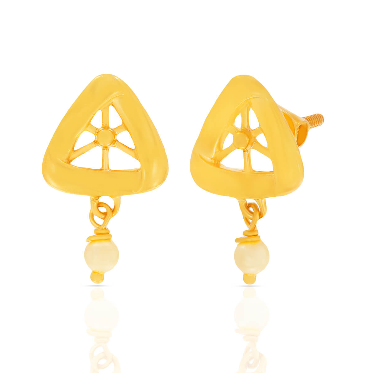 Cheerful Trigonal 22K Gold Studs for Daliy Grace