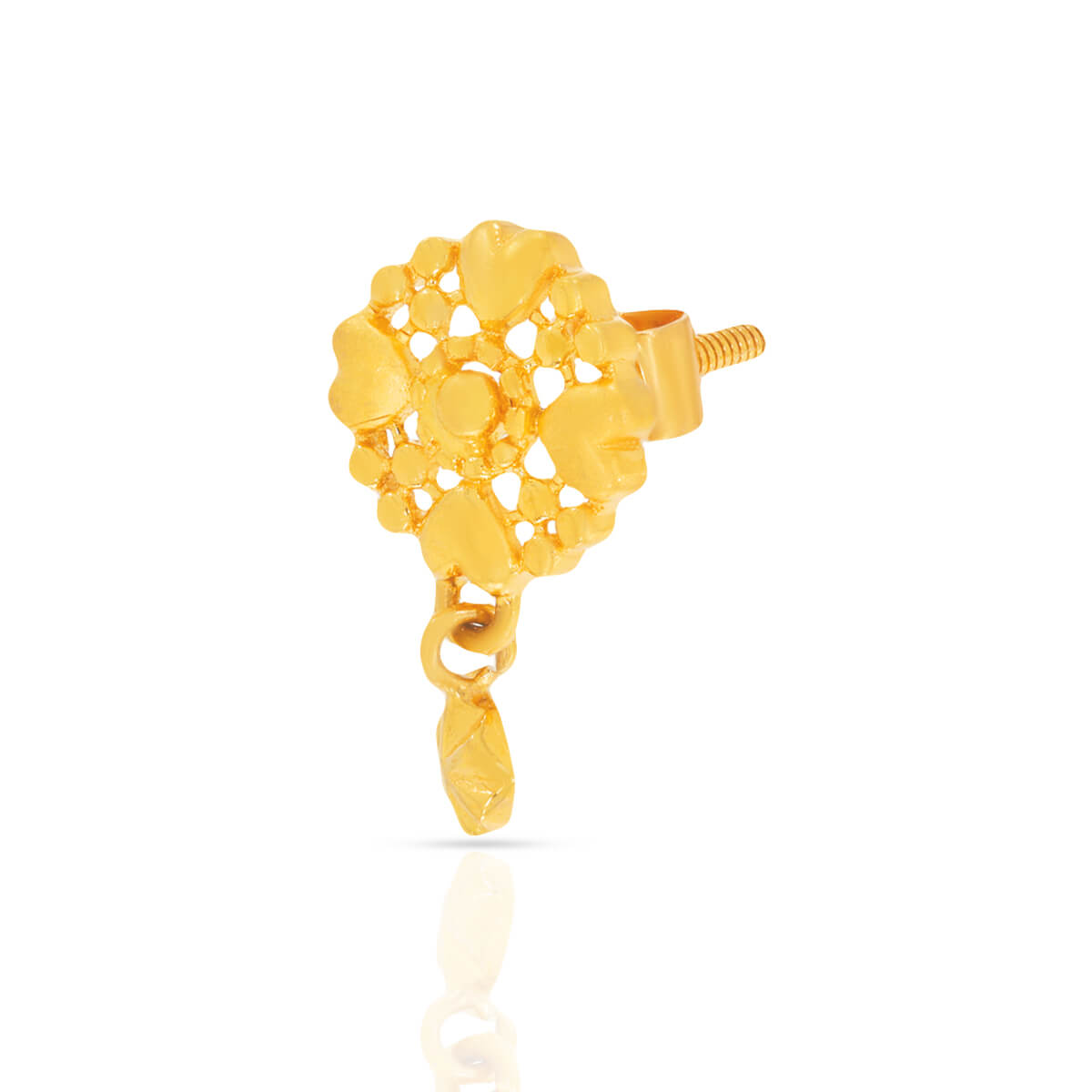 22K Floral Beauty Gold Stud Earrings
