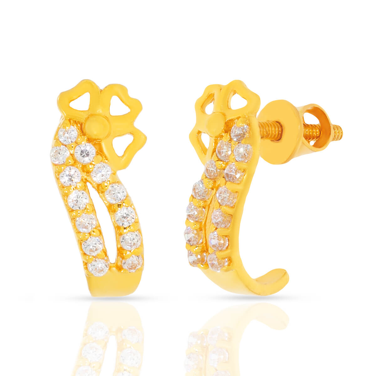22K Charming Petal Motif Gold Hoops Earrings