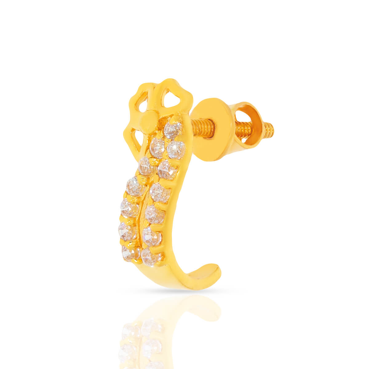 22K Charming Petal Motif Gold Hoops Earrings