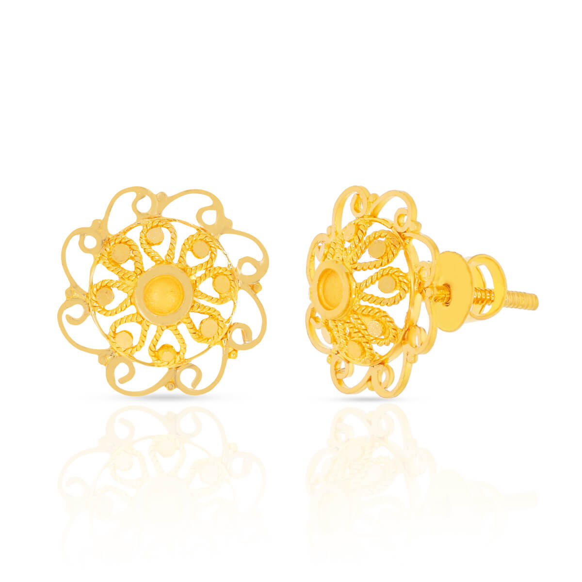 22K Delicate Blossom Gold Studs for Daily Wear