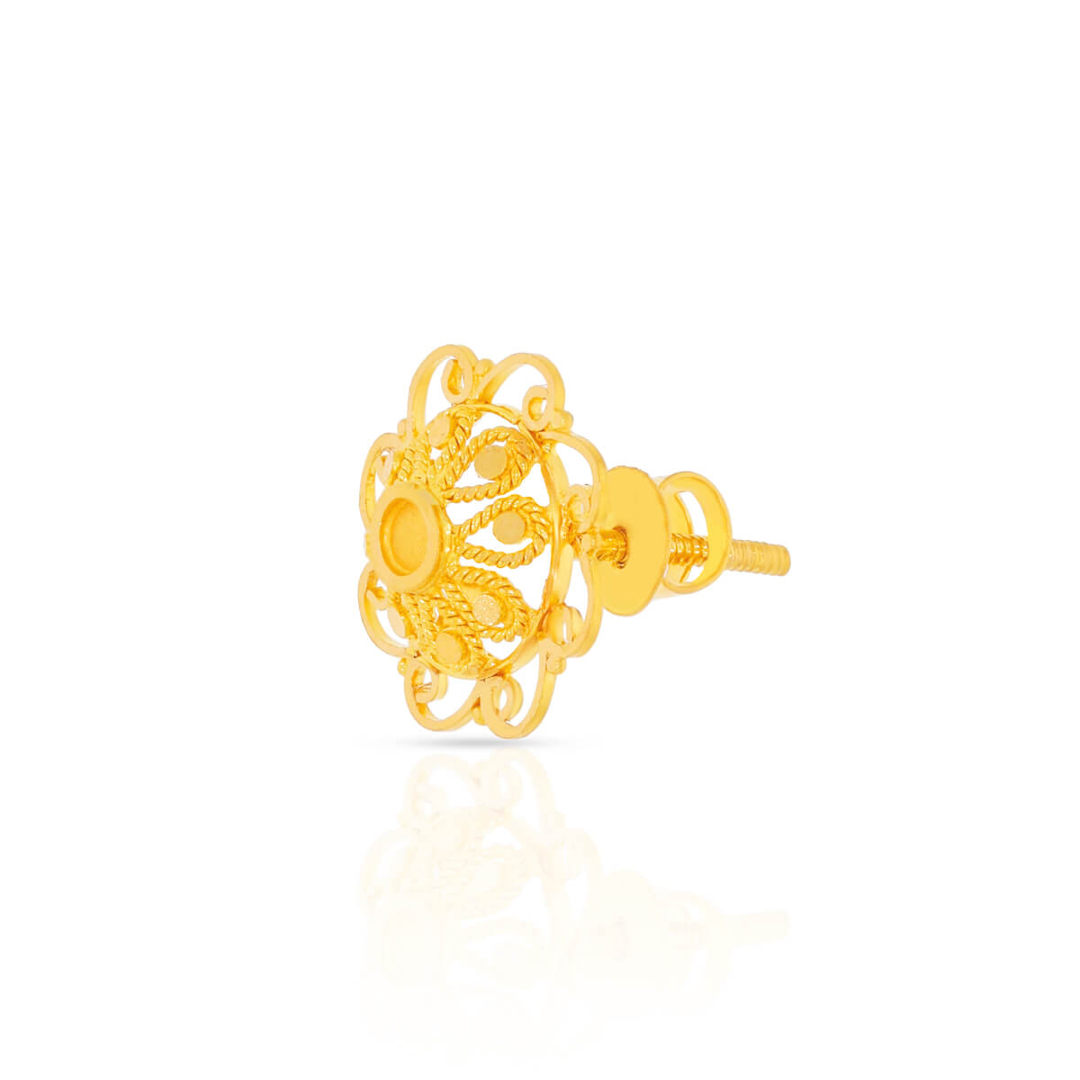 22K Delicate Blossom Gold Studs for Daily Wear