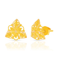 Charming 22K Trigonal Gold Studs for Effortless Look