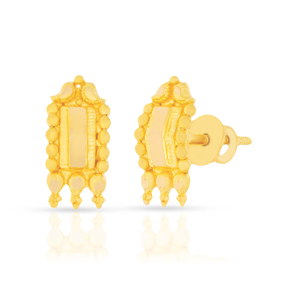 Contemporary Elegance 22K Gold Stud Earrings