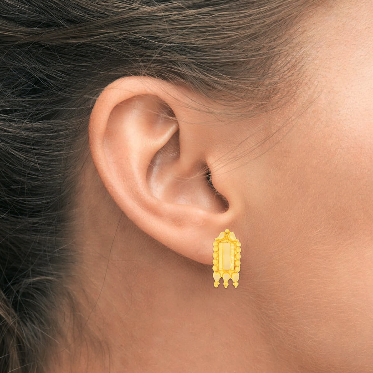 Contemporary Elegance 22K Gold Stud Earrings