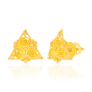Delicate Detailing Golden Trigonal Studs 22K