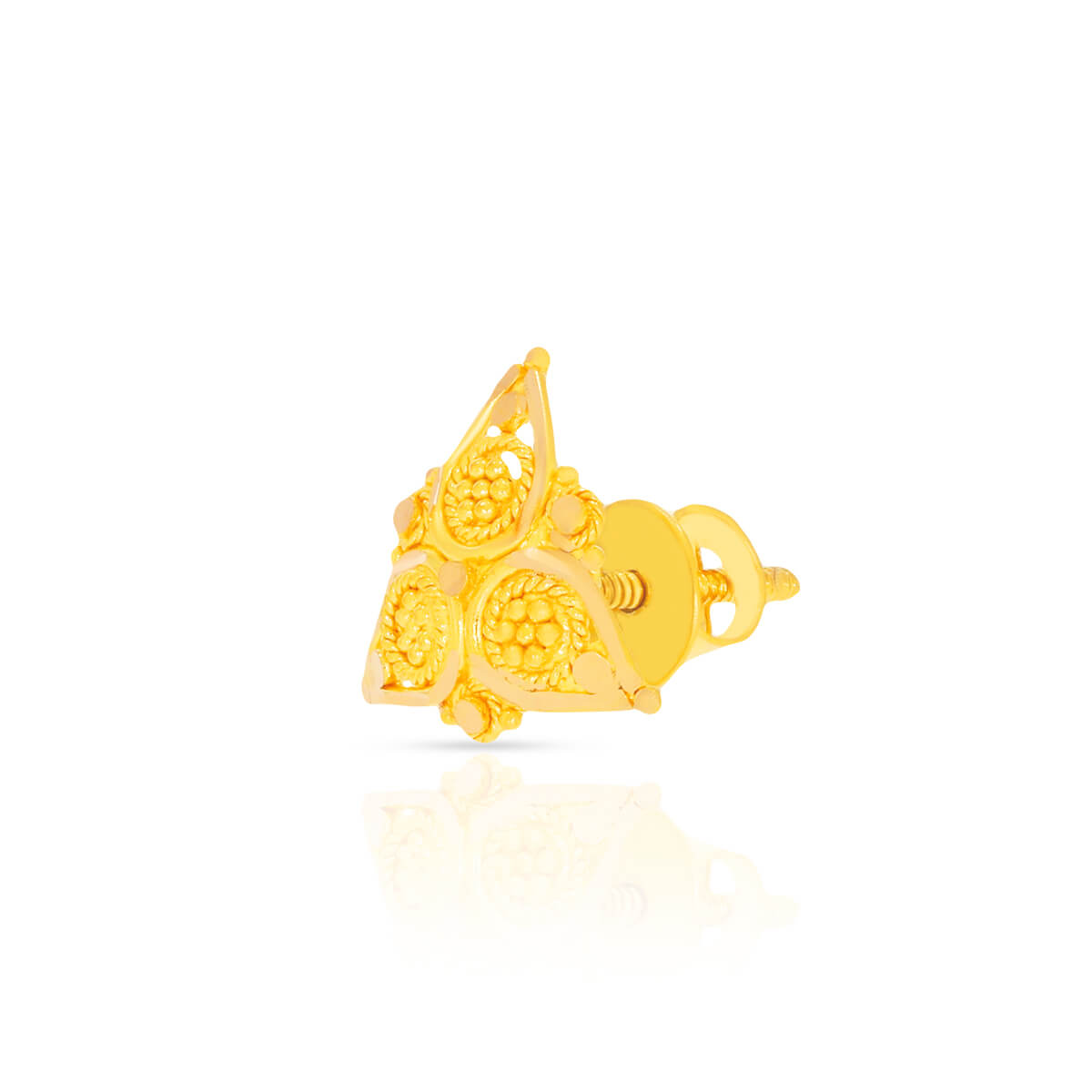 Delicate Detailing Golden Trigonal Studs 22K