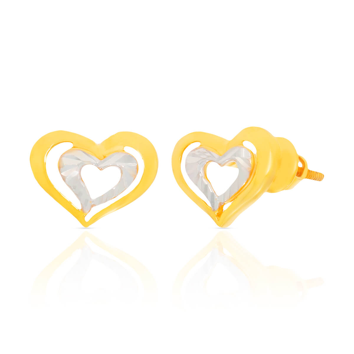22K Heart Stud Earrings for Everyday Love