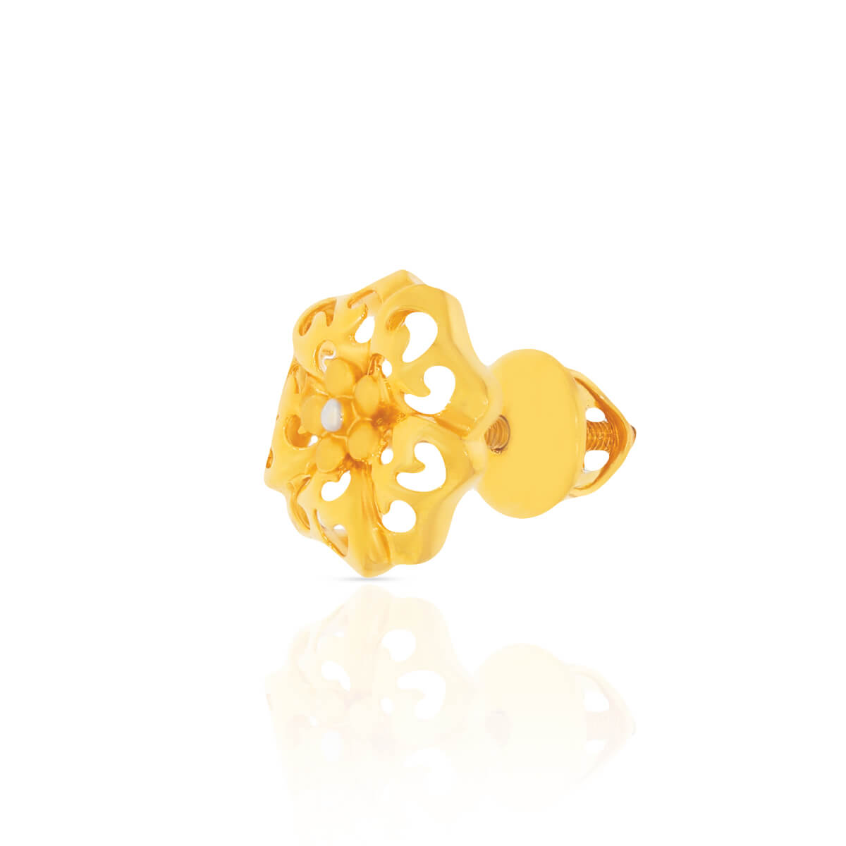 Intricately Crafted Daisy Motif Gold Stud Earrings