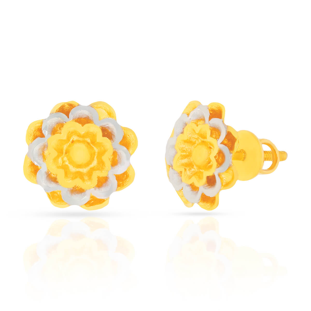 22K Floral Stud Earrings with Warm Charm