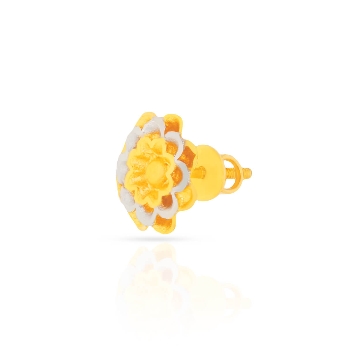 22K Floral Stud Earrings with Warm Charm