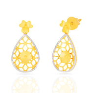 22K Modern Chic Gold Floral Danglers
