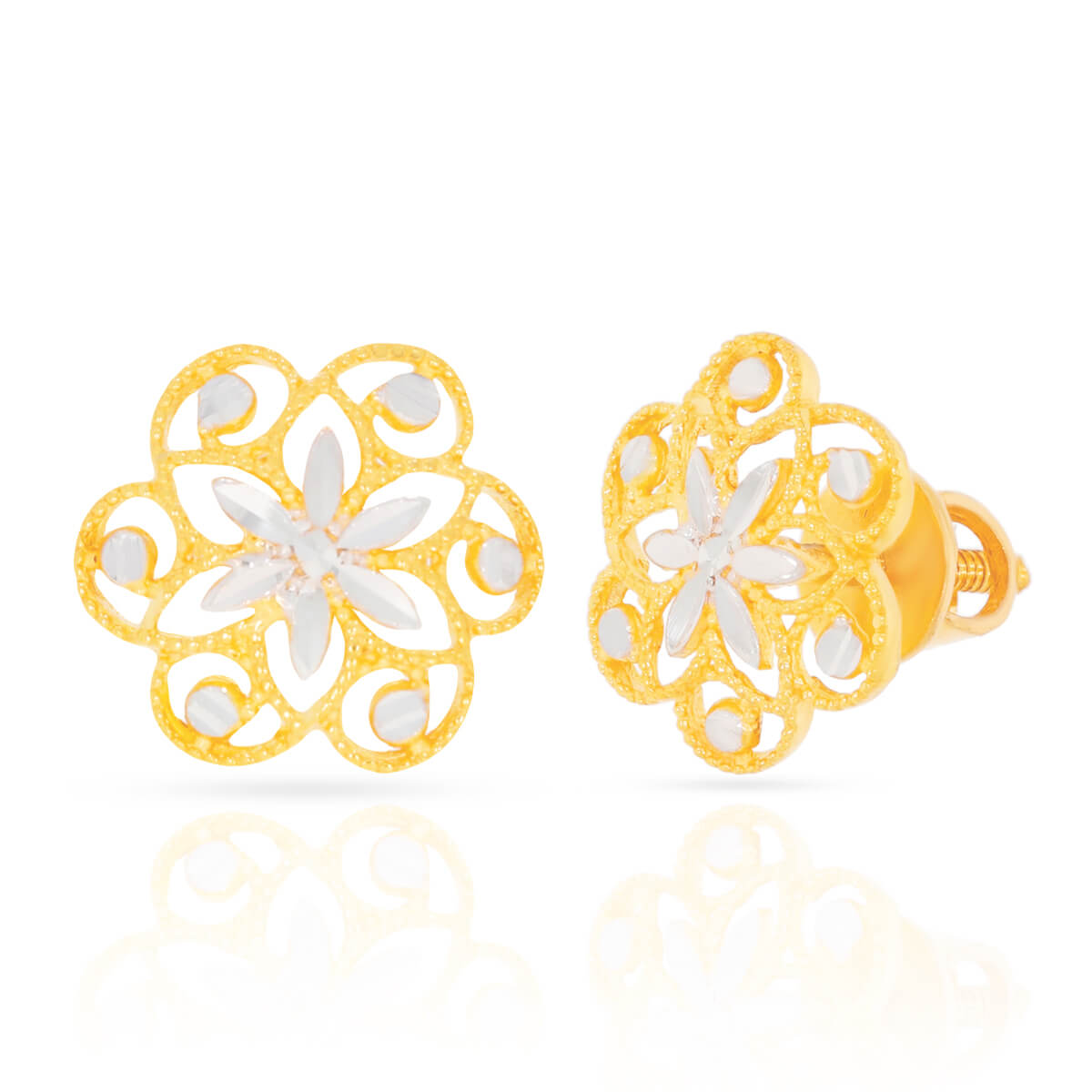 Modern Floweret Elegance 22K Gold Studs
