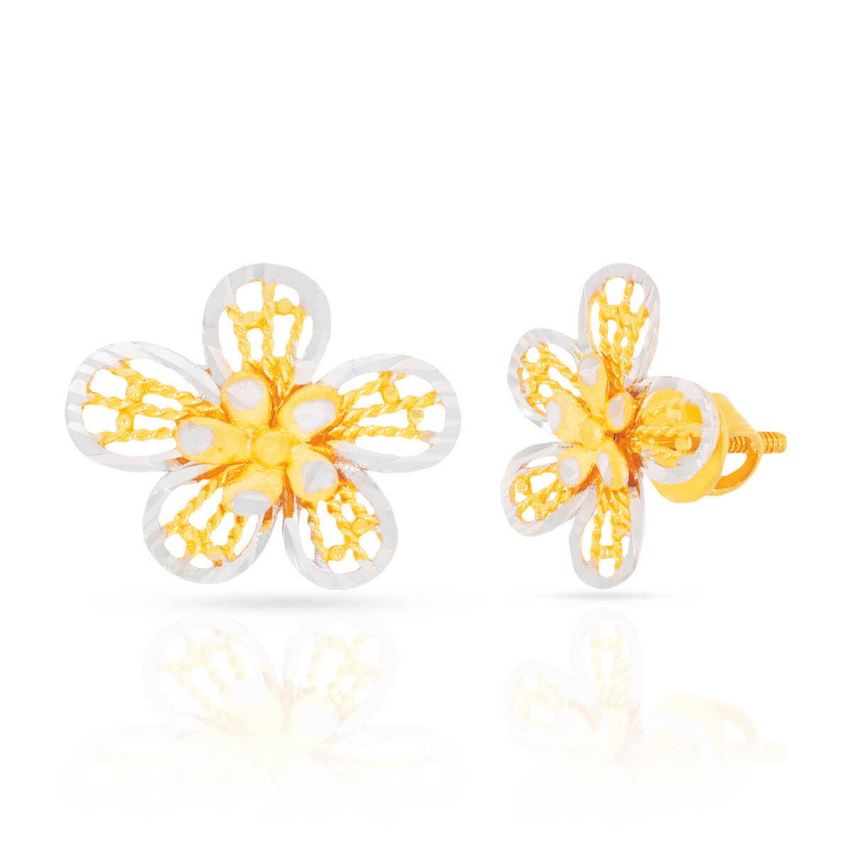 22K Graceful Floral Stud Earrings