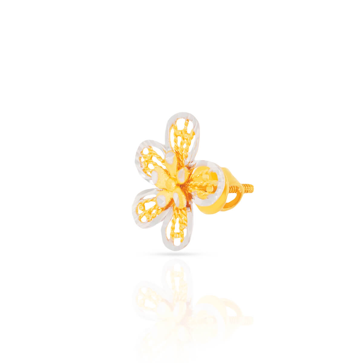 22K Graceful Floral Stud Earrings