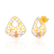 Delicate Jhali Motif Trigonal Gold Studs 22K