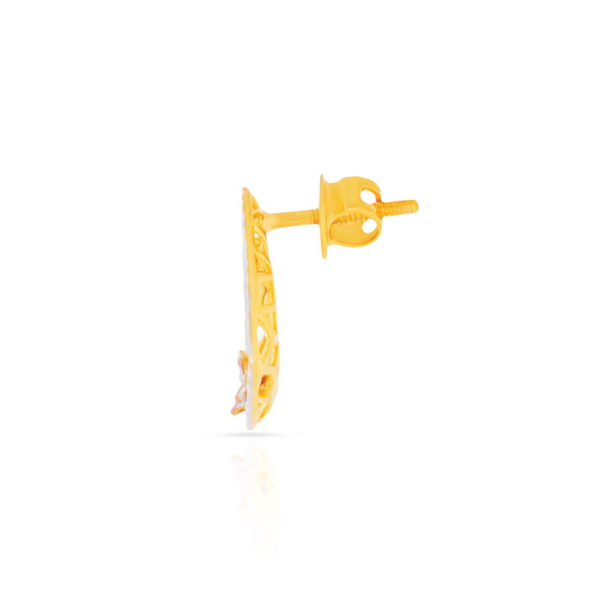Delicate Jhali Motif Trigonal Gold Studs 22K