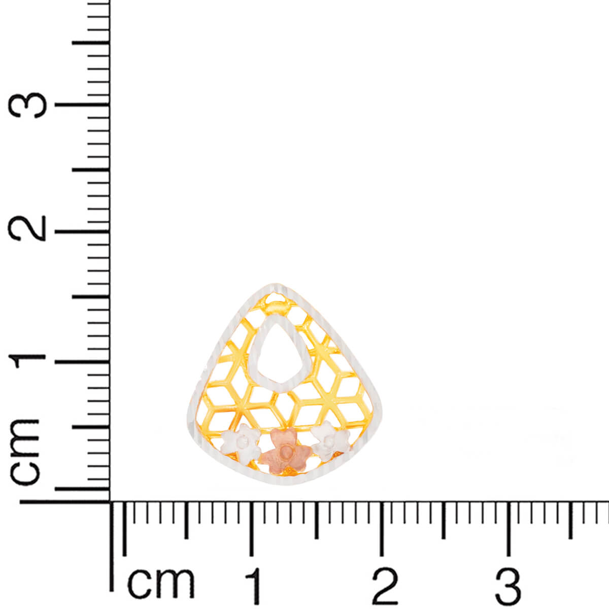 Delicate Jhali Motif Trigonal Gold Studs 22K