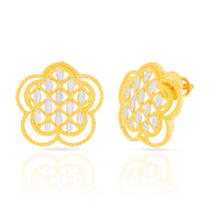 Charming Five Petal 22K Clover Gold Stud Earrings