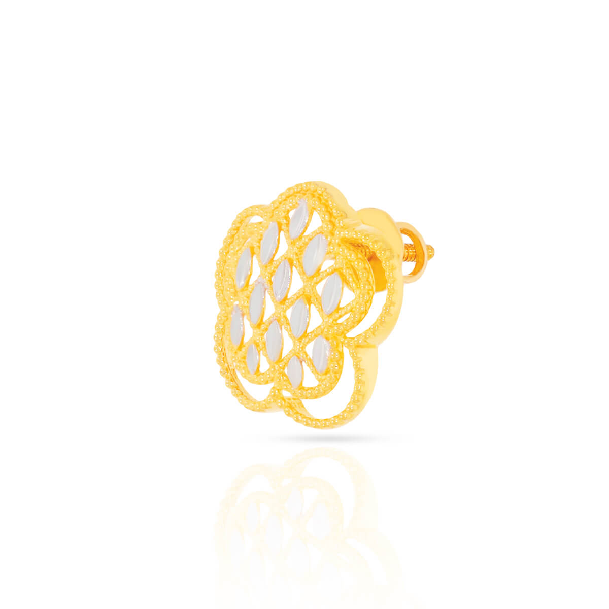 Charming Five Petal 22K Clover Gold Stud Earrings