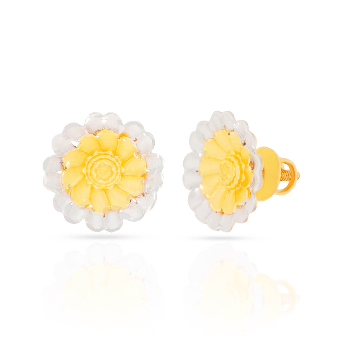 22K Soft Petal Gold Studs with Floral Charm