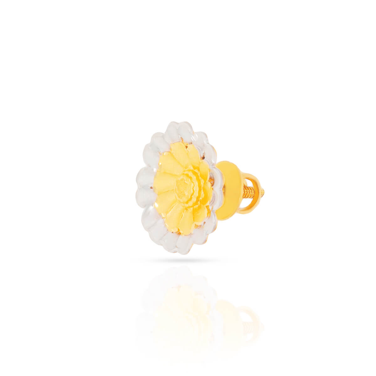 22K Soft Petal Gold Studs with Floral Charm